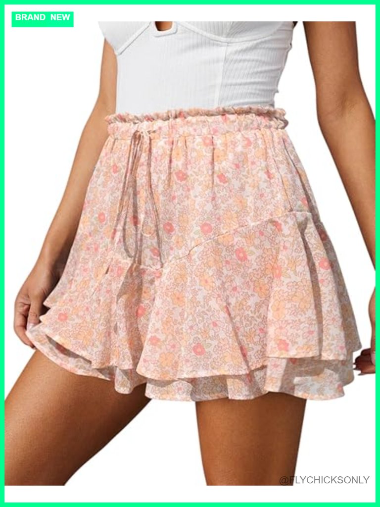 Flowy Shorts For Women Butterfly Skorts Ruffle Mini Running Tennis Chiffon